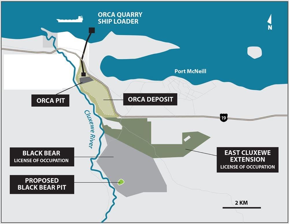 Map around Orca and location of West and ECE projects